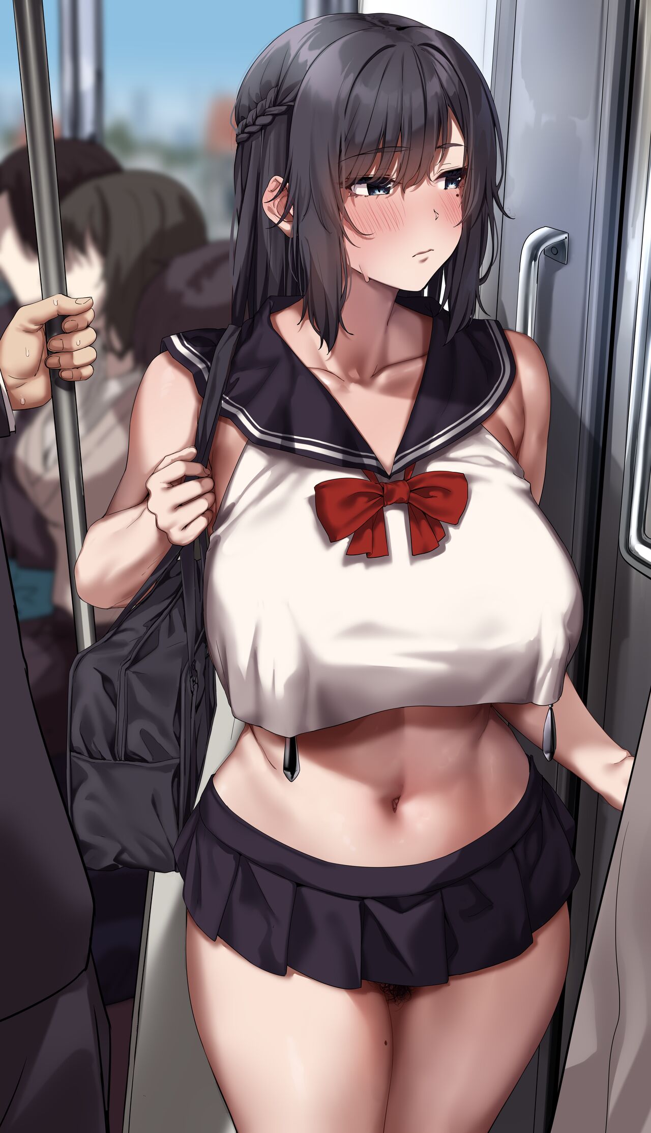 電車で夏服 ボディペイント露出  page 4 full