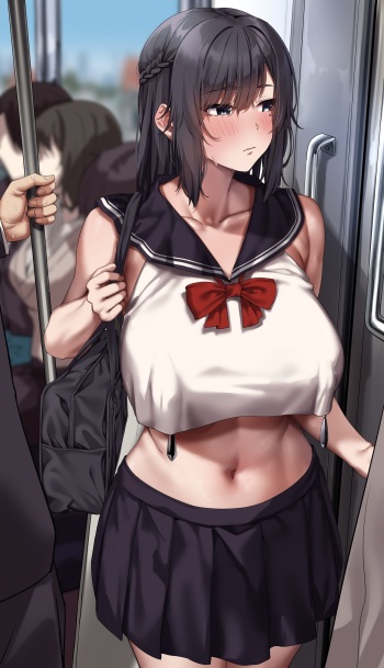 電車で夏服 ボディペイント露出  cover
