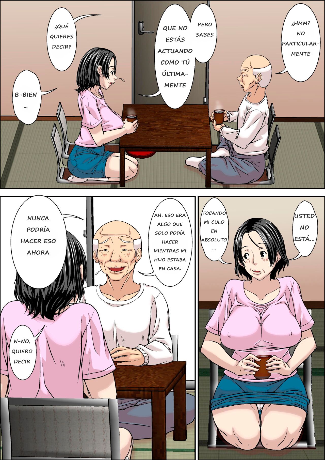 Otou-san! Musuko no Yome  ni Hatsujou Shicha Damedesu yo! |  No Puedes Excitarte con la Esposa de tu Hijo page 5 full