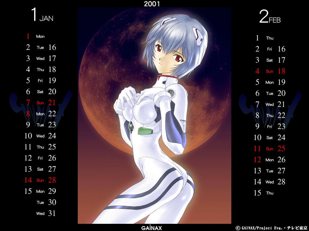 Neon Genesis Evangelion Nousatsu Calendar 2001 &amp; 2002 page 1 full