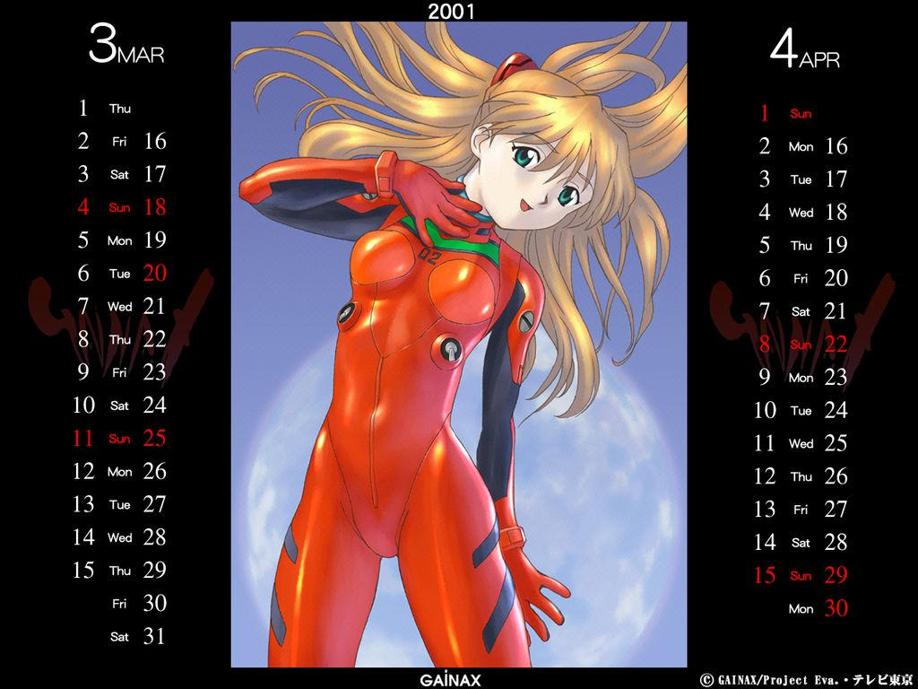 Neon Genesis Evangelion Nousatsu Calendar 2001 &amp; 2002 page 2 full