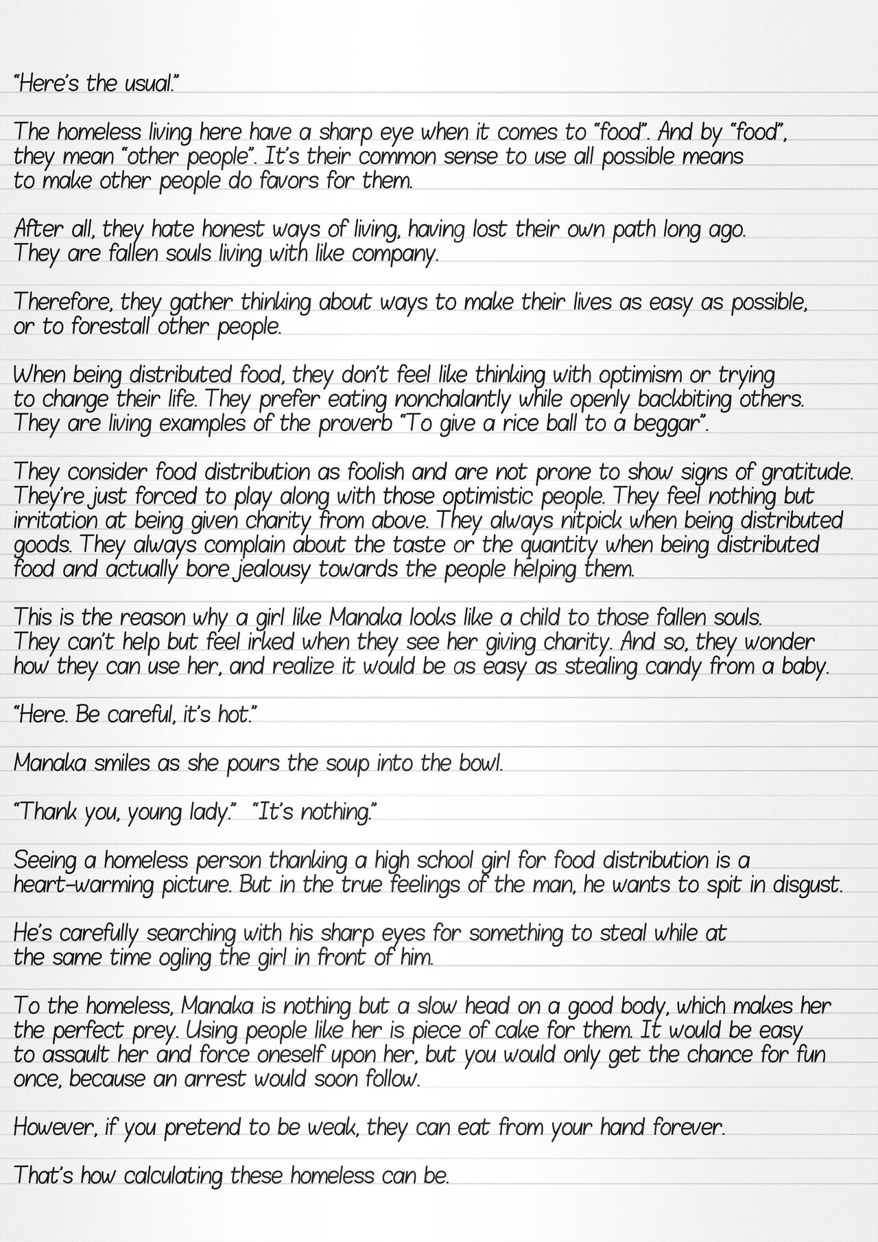 Misuke's Short Stories 6 - Manaka &amp; the Homeless page 2 full