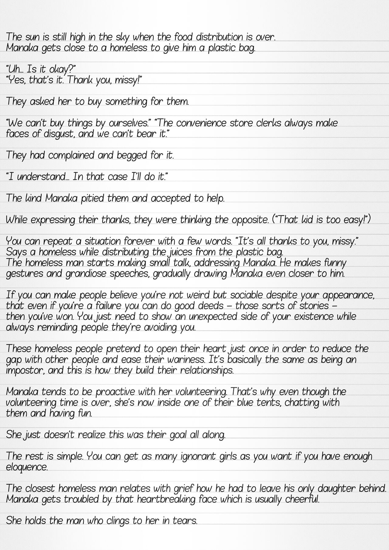 Misuke's Short Stories 6 - Manaka &amp; the Homeless page 3 full