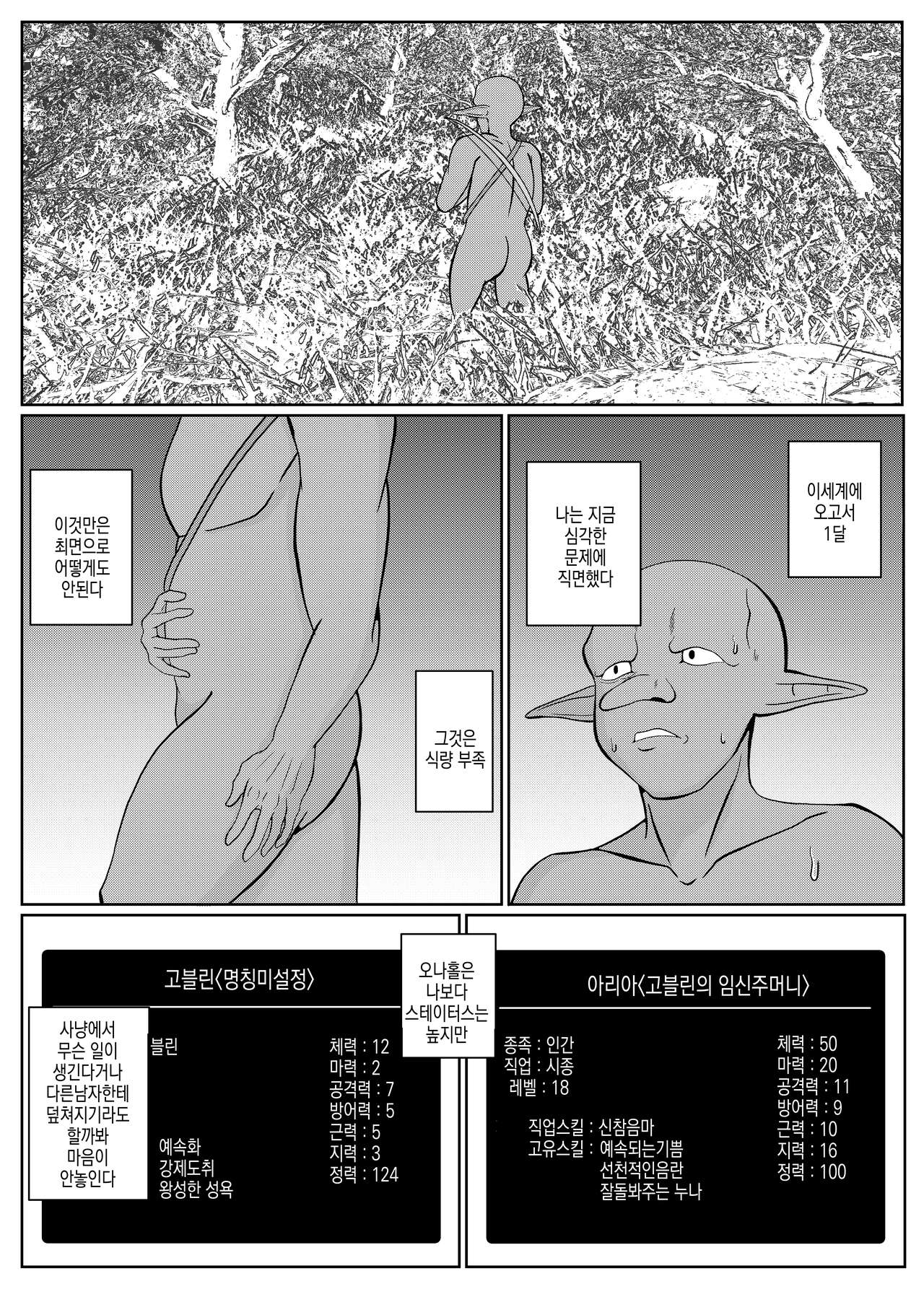 Tensei Goblin ~ Zense de Doutei no mama Shinda ore wa Cheat Saimin de Jibun yori Tsuyokute Oukii On'na o Okashi makuru On'na Kariudo-hen ~ | 전생 고블린 ~전생에 동정인 채로 죽은 나는 치트 최면으로 자신보다 강하고 큰 여자를 마구 범한다 여헌터편~ page 7 full