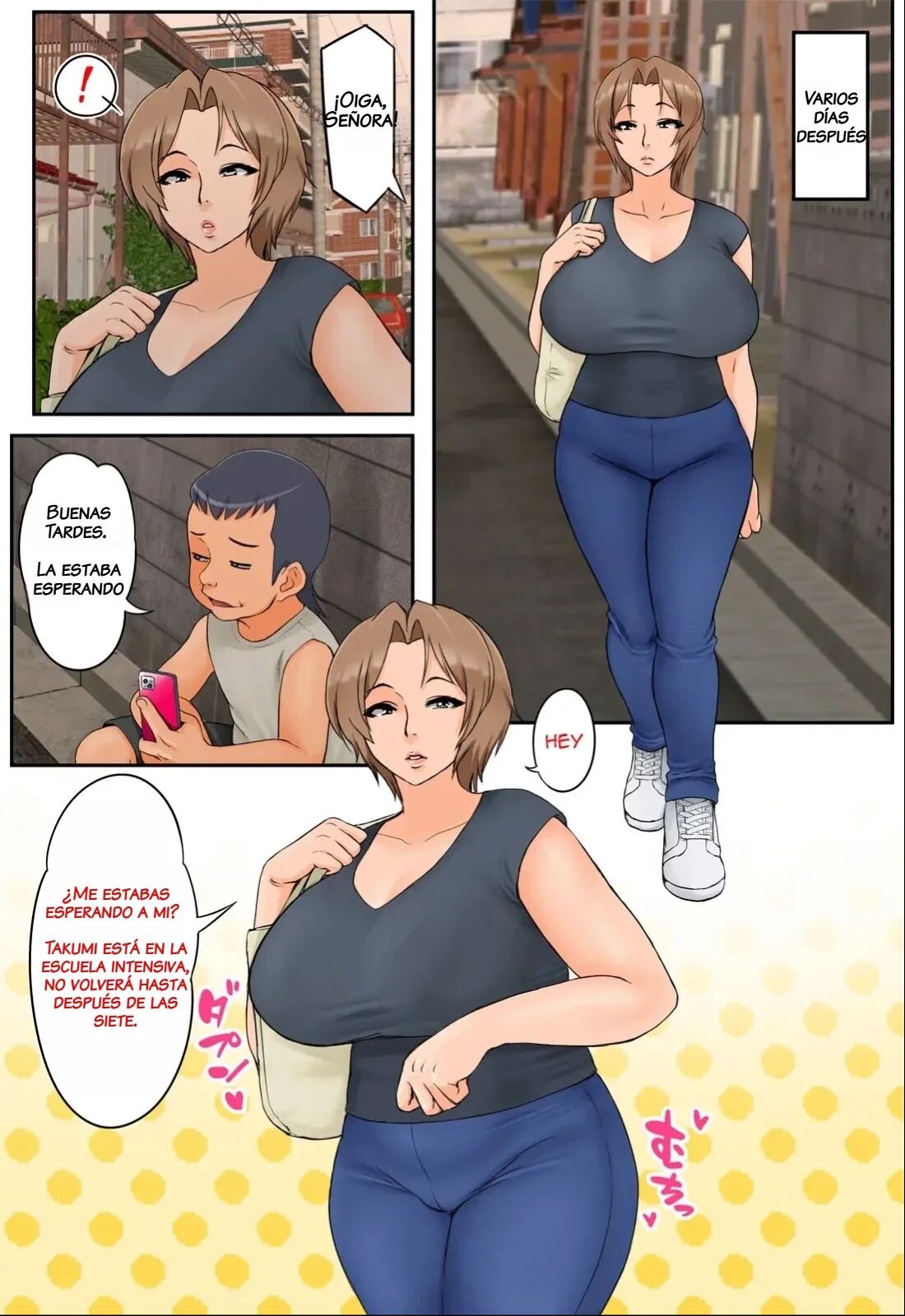 Tomodachi no Hahaoya ga Keitai no Motoyan datta node Yowami o Nigitte Yaritai Houdai shite mita 1 | Aprovechare la Debilidad de mi Amigo, Cuya Madre era una Ex-yanki y Hare lo que me Plazca con Ella 1 page 7 full