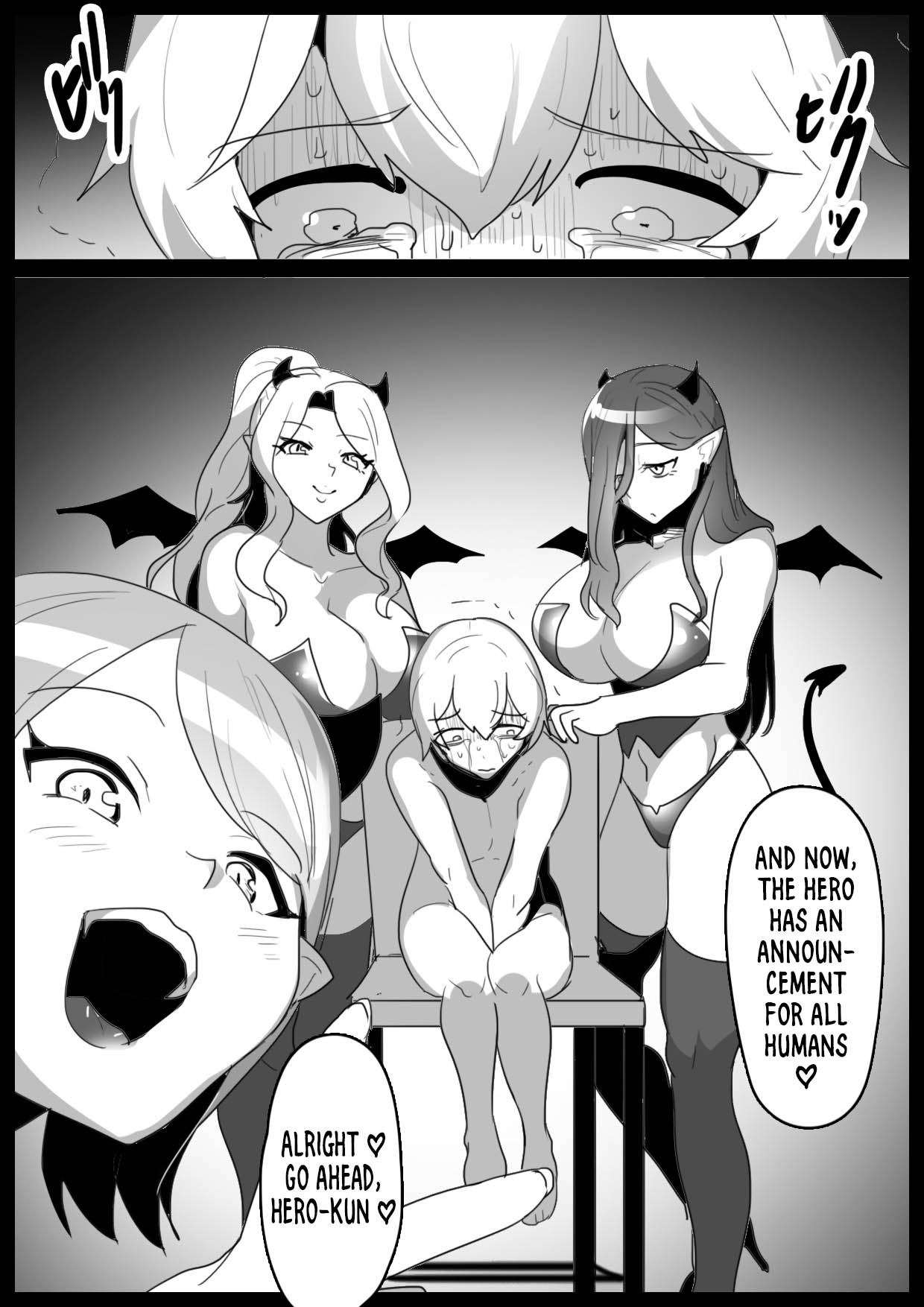 A story about a cheat-class hero being level-drained by low-class succubi and publicly executed. page 6 full