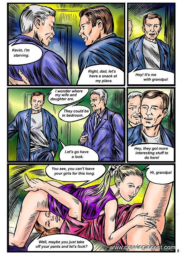 Mother proves her love to the daughter. Dad and granddad take part in page 5 full