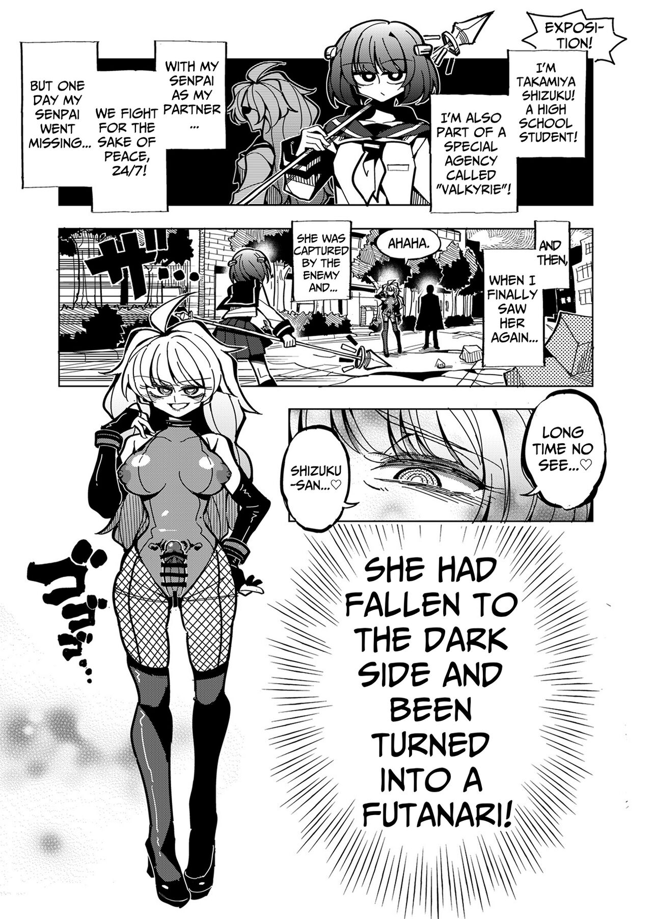 Shizuku to Shiori-Senpai ga Akuochi Futanari Kaizou Sareta node Watashi ga Shasei o Kanri Shimasu!- | Shizuku &amp; Shiori ~It's Up to Me To Service Futanari-modified Senpai!~ page 2 full
