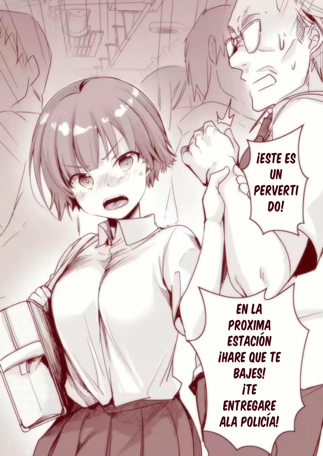 Chikan o Keisatsu ni Tsukidasu Tsumori ga Toile ni Tsurekomarete Shikyuu o Tsukiagerarechau Onnanoko | Una Chica en el Tren y su Abusador page 1 full
