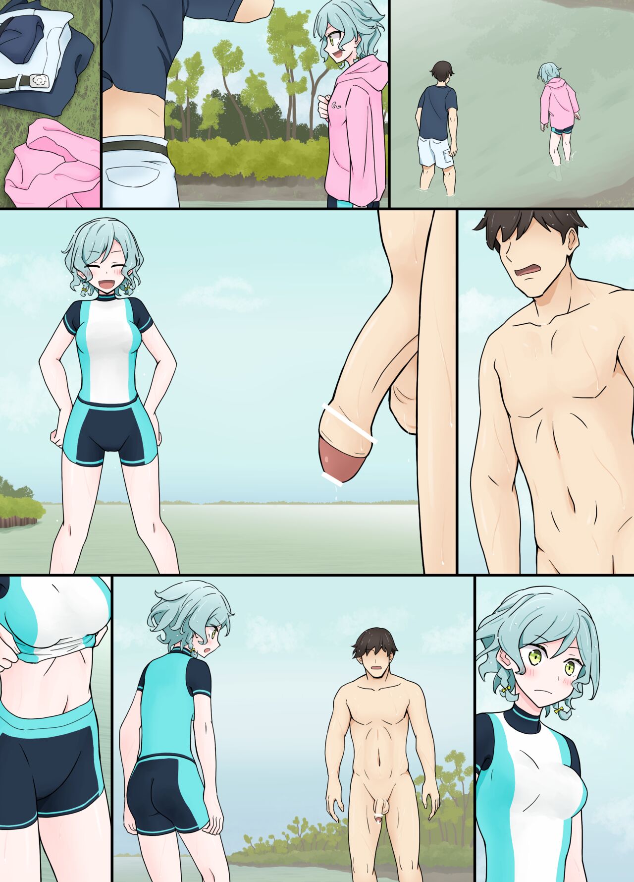 Playing in the water naked with Hina page 4 full