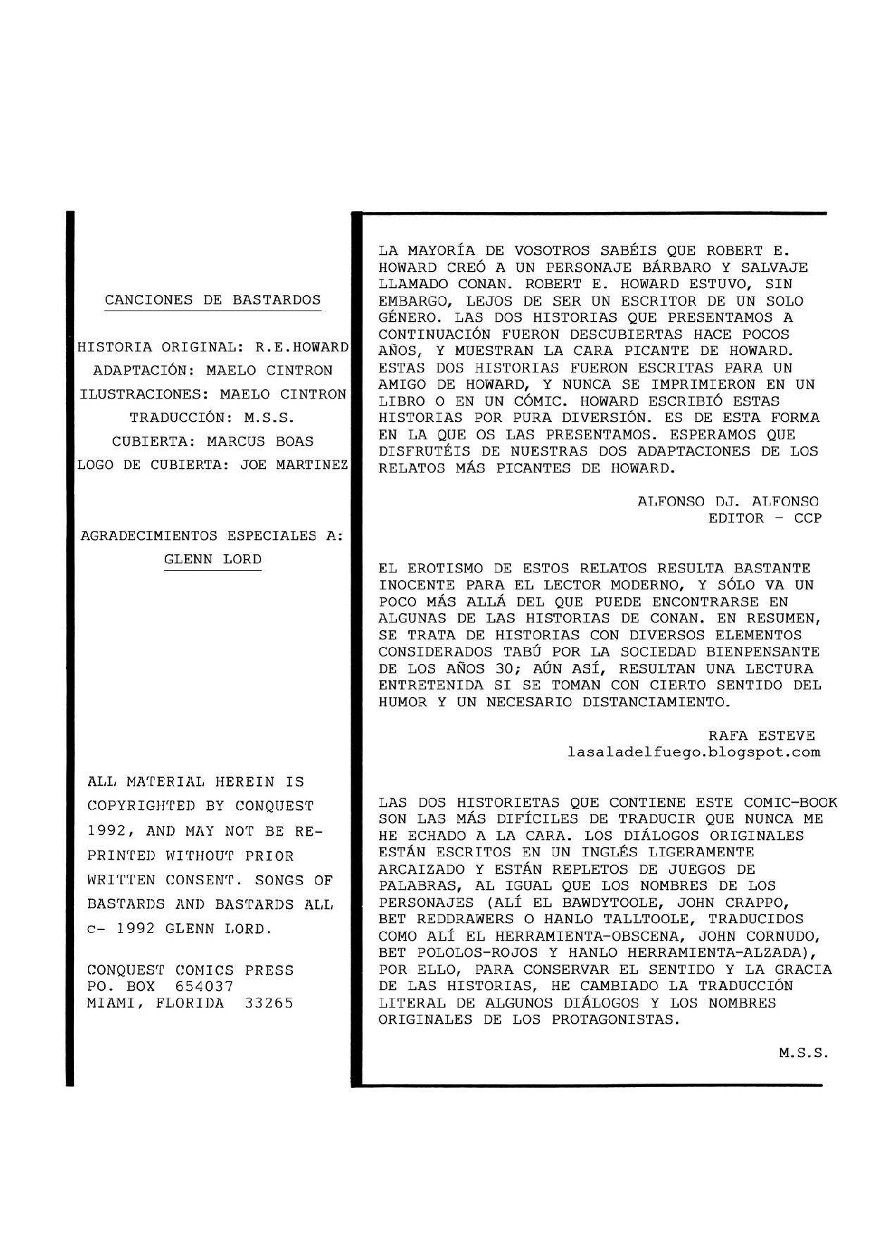 Robert E. Howard's Canciones de Bastardos page 2 full