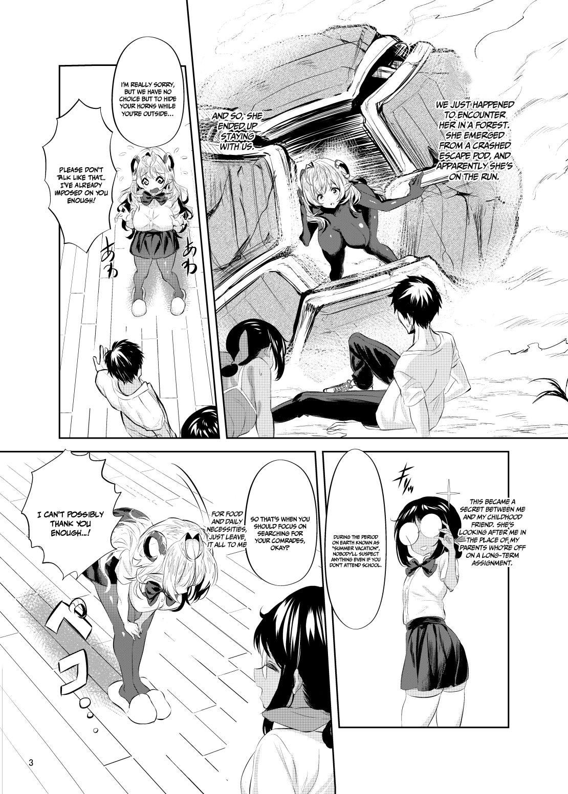 Sannin Dousei na Noni Bakunyuu Osananajimi to Futaridake de Himitsu Sex | Having Sex Alone With My Childhood Friend Despite The Three of Us Living Together page 4 full