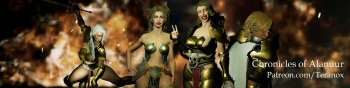 Hot Female Warrior: Chronicles of Alanuur Game. Teranox cover