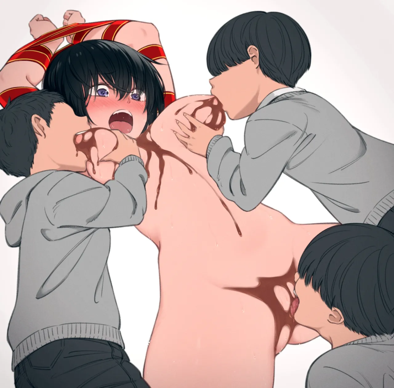 クソガキにチョコを舐めとられる黒髪ショートちゃん page 2 full