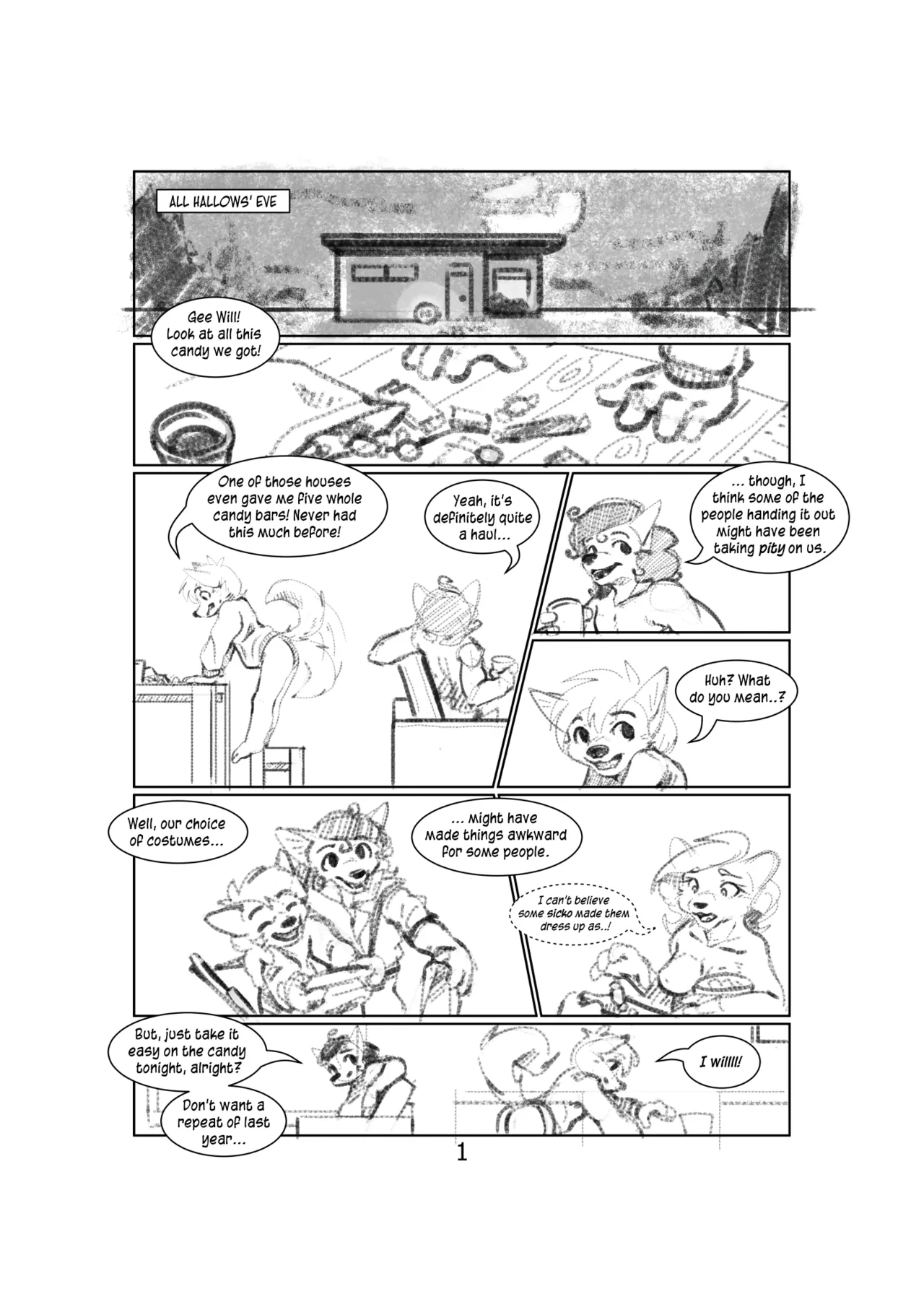 Halloween Sketch Comic page 1 full