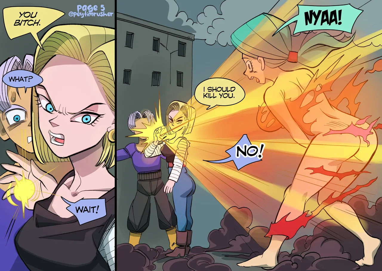 Future saga: Android 18 vs Bulma and Trunks page 5 full