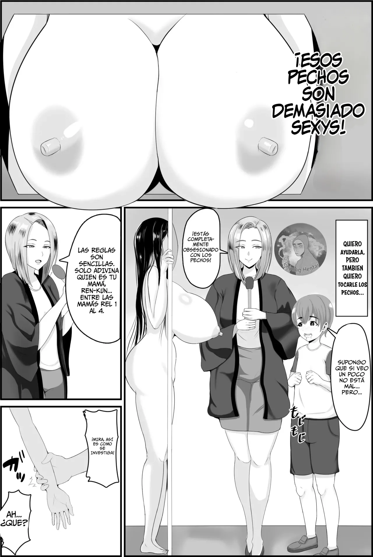 Kyonyuu Kyojiri Mama o Tasuketa Kereba Mama no Hadaka Atete Mite | Si quieres ayudar a una mamá de grandes tetas y culo Grande, intenta adivinar su cuerpo desnudo page 9 full