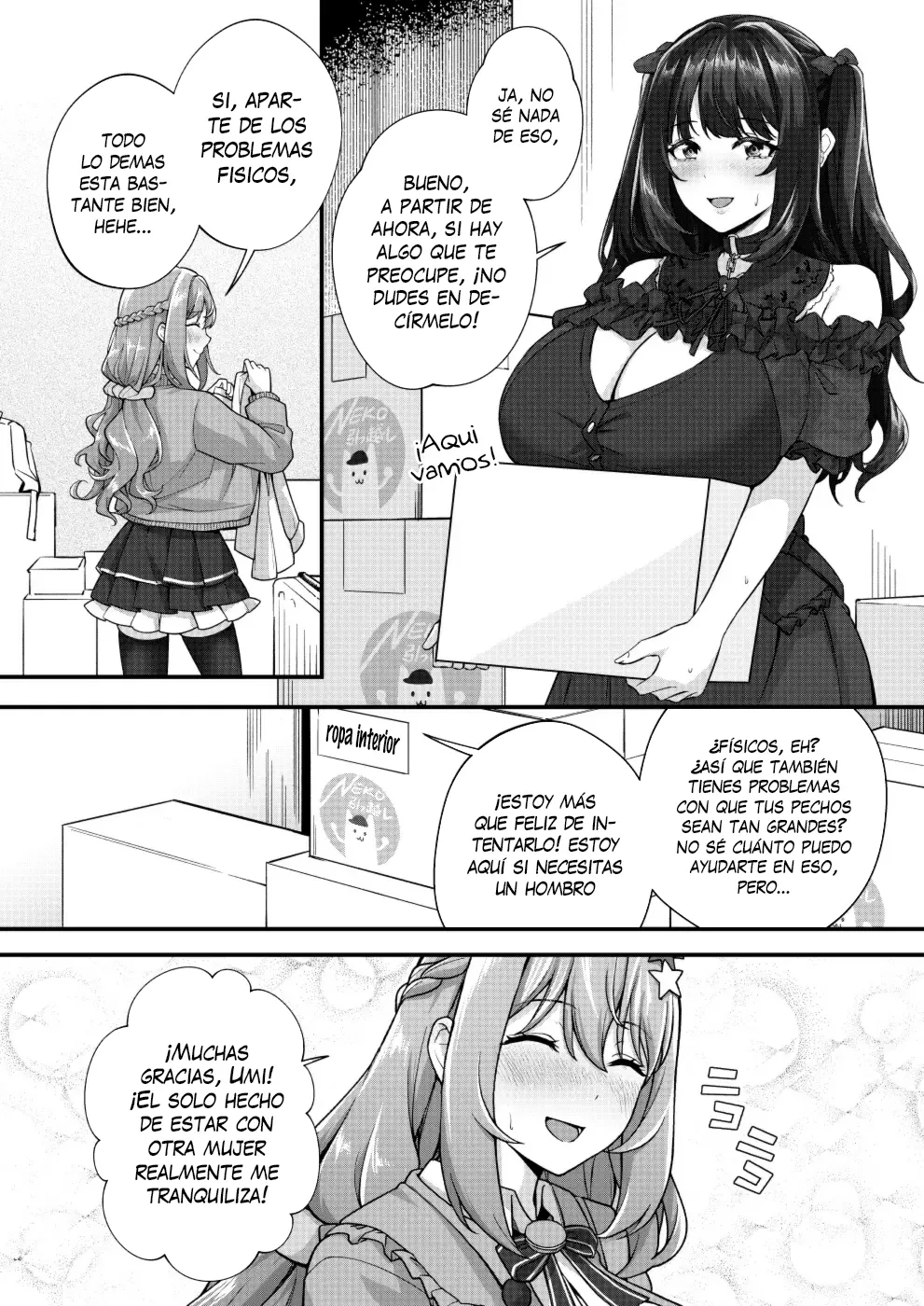 Chobakunyuu de Bonyuu Taishitsu no Watakushi to Hara ni Ichimotsu o Kakushite iru Jiraikei Joshi no Dousei Seikatsu | Vida de Convivencia Entre Una Chica de Grandes Tetasque Lactan y Una Chica con Un Gran Bulto page 6 full