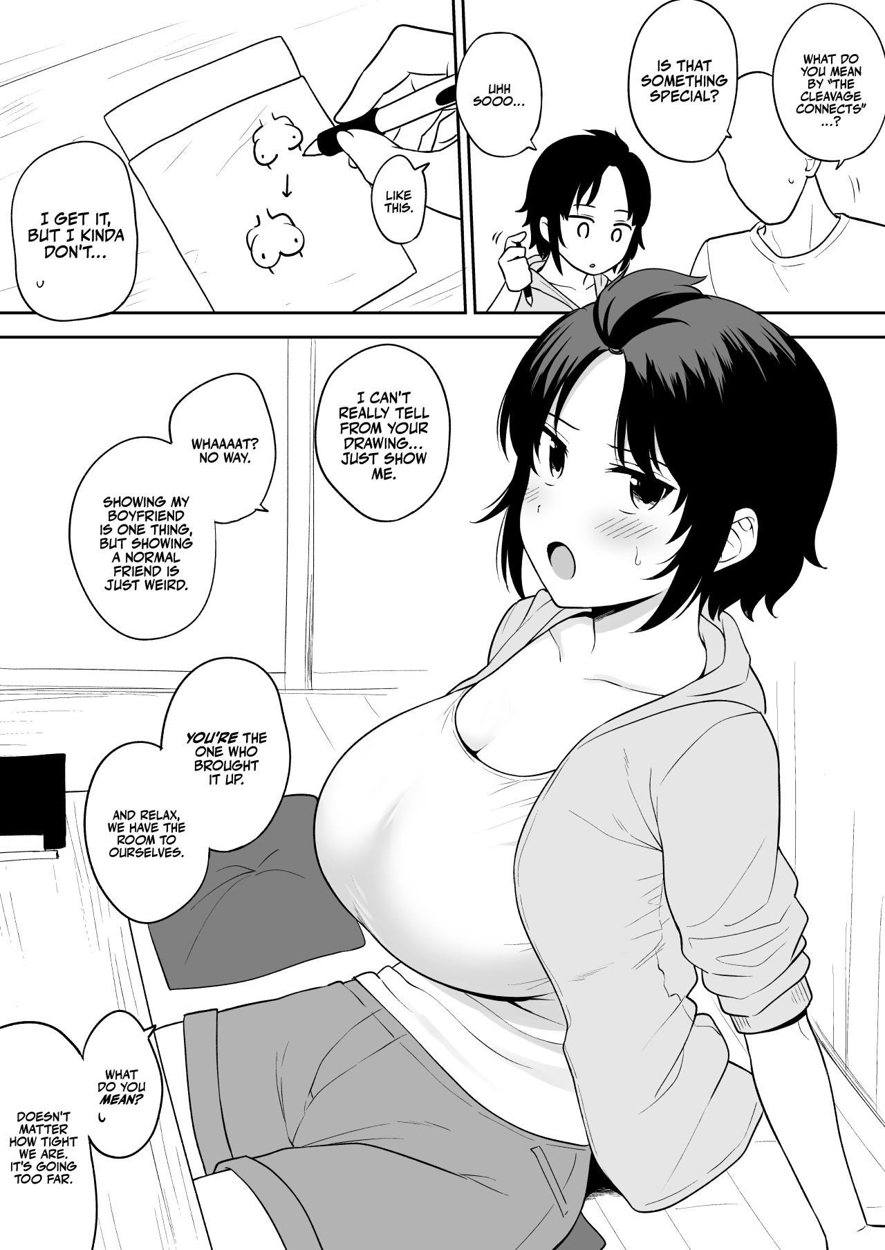Tanima ga Tsunagaru kurai Chichi ga Dekai Onna Tomodachi | A Female Friend with Boobs So Big That Her Cleavage Connects page 2 full