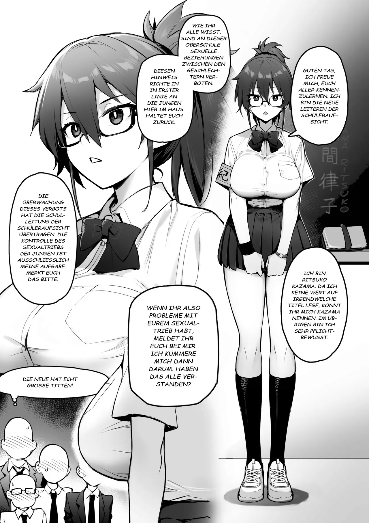 Atarashii Fuuki Iinchou wa Kyonyuu Sugiru Ken 1 | Über die neue Leiterin der Schüleraufsicht und ihre riesigen Titten 1 page 9 full