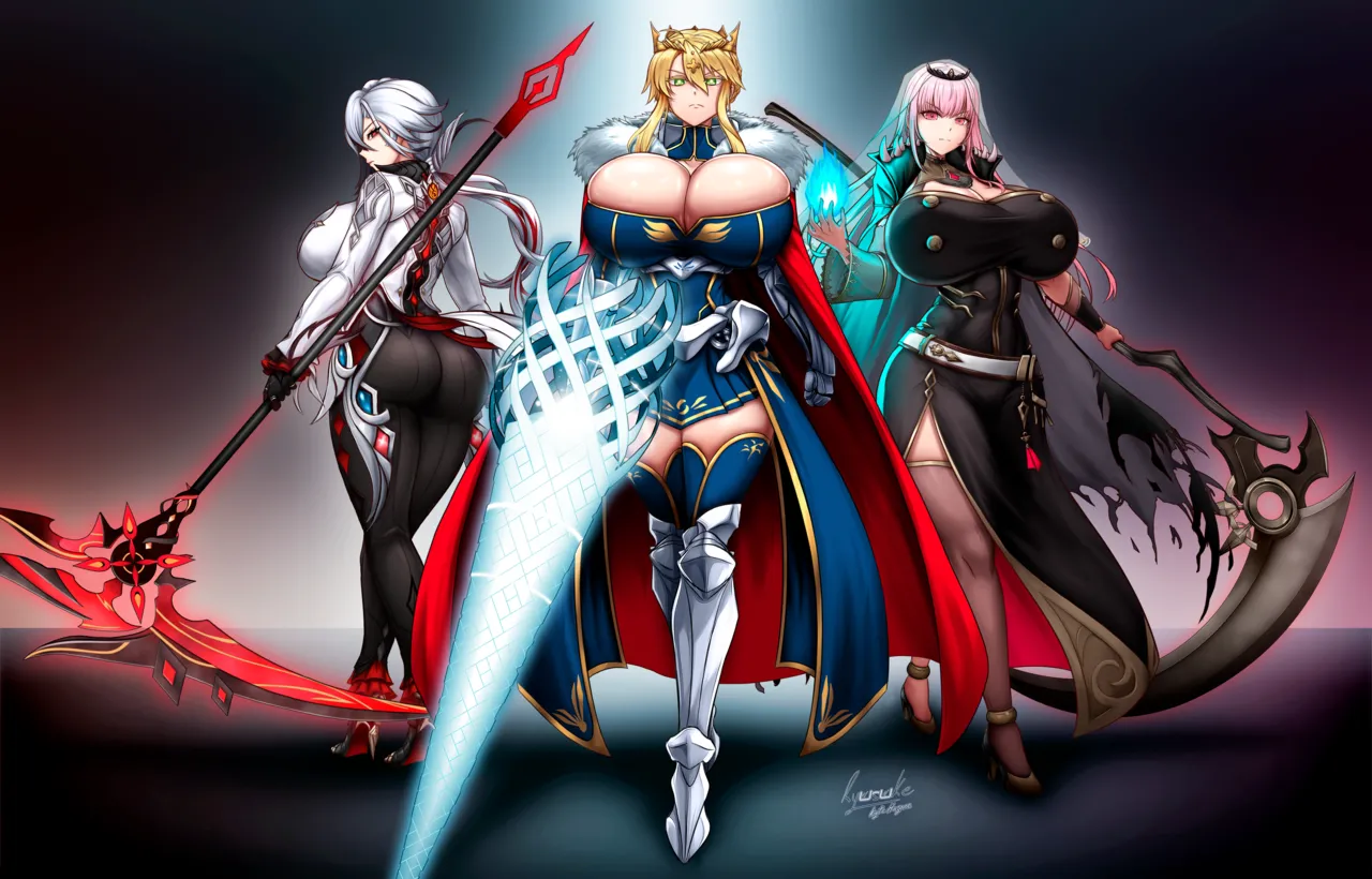 Father's day Trio - Artoria, Calliope and Arlecchino page 1 full