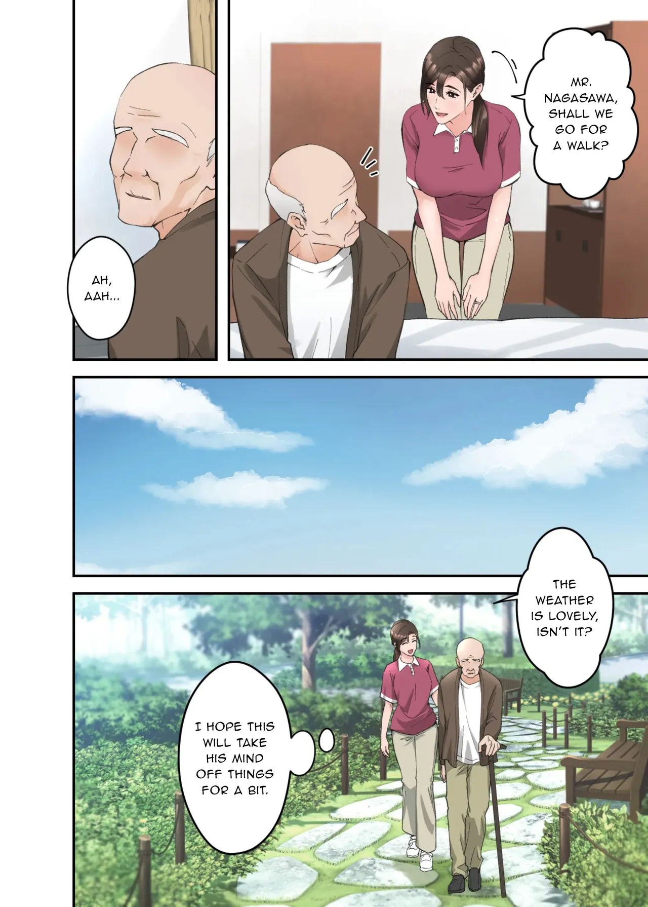 Hitozuma no Kaigoshi ga Yoboyobo Jii-san ni Ikasare Makuru Hanashi page 3 full