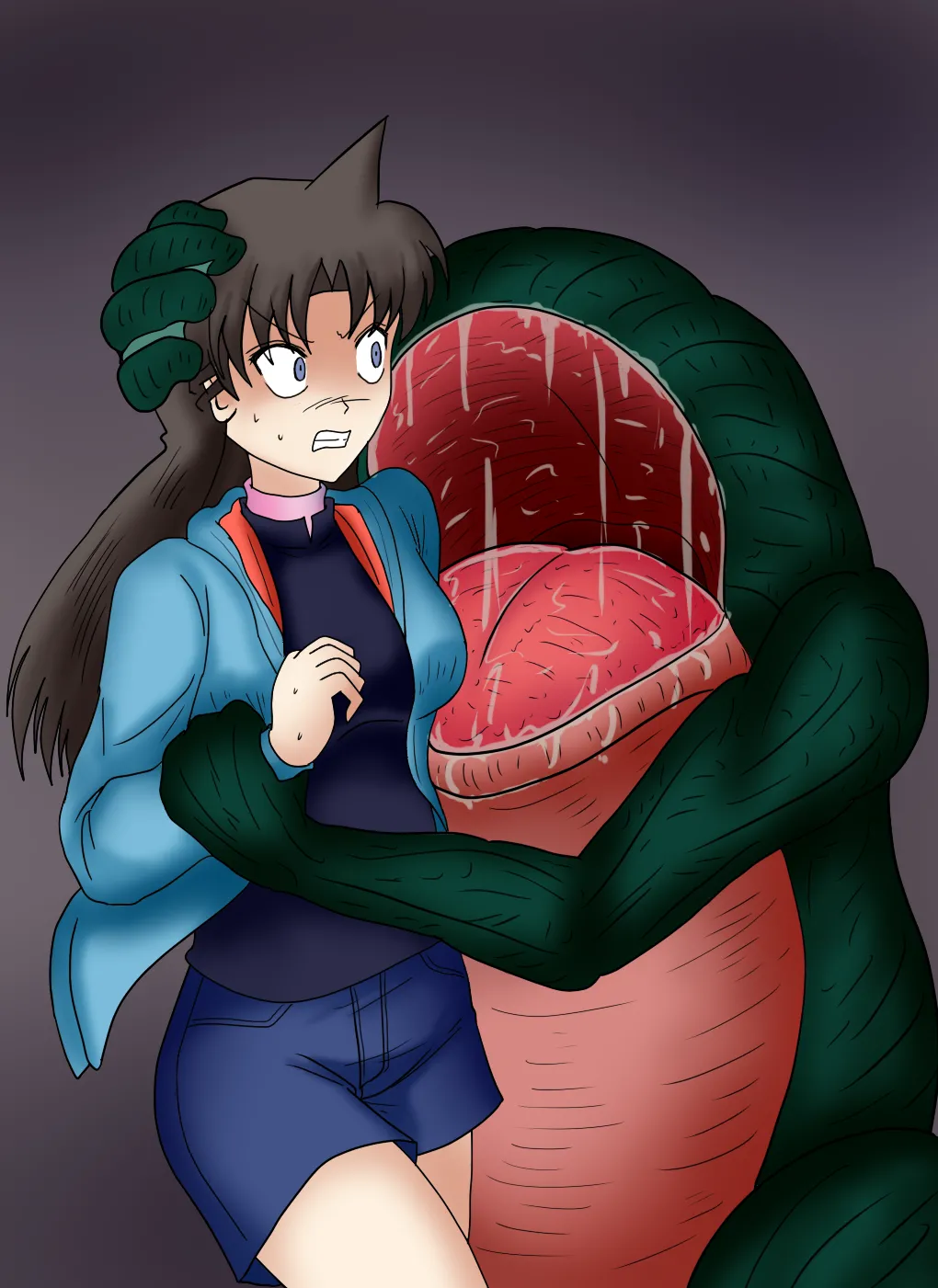 生物兵器に呑み込まれる一般人（過去絵リメイク） page 1 full