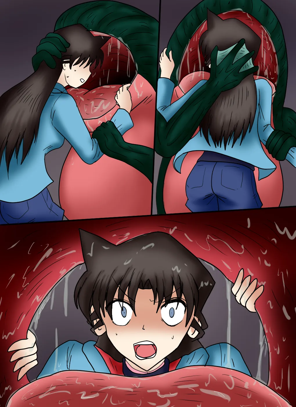 生物兵器に呑み込まれる一般人（過去絵リメイク） page 2 full