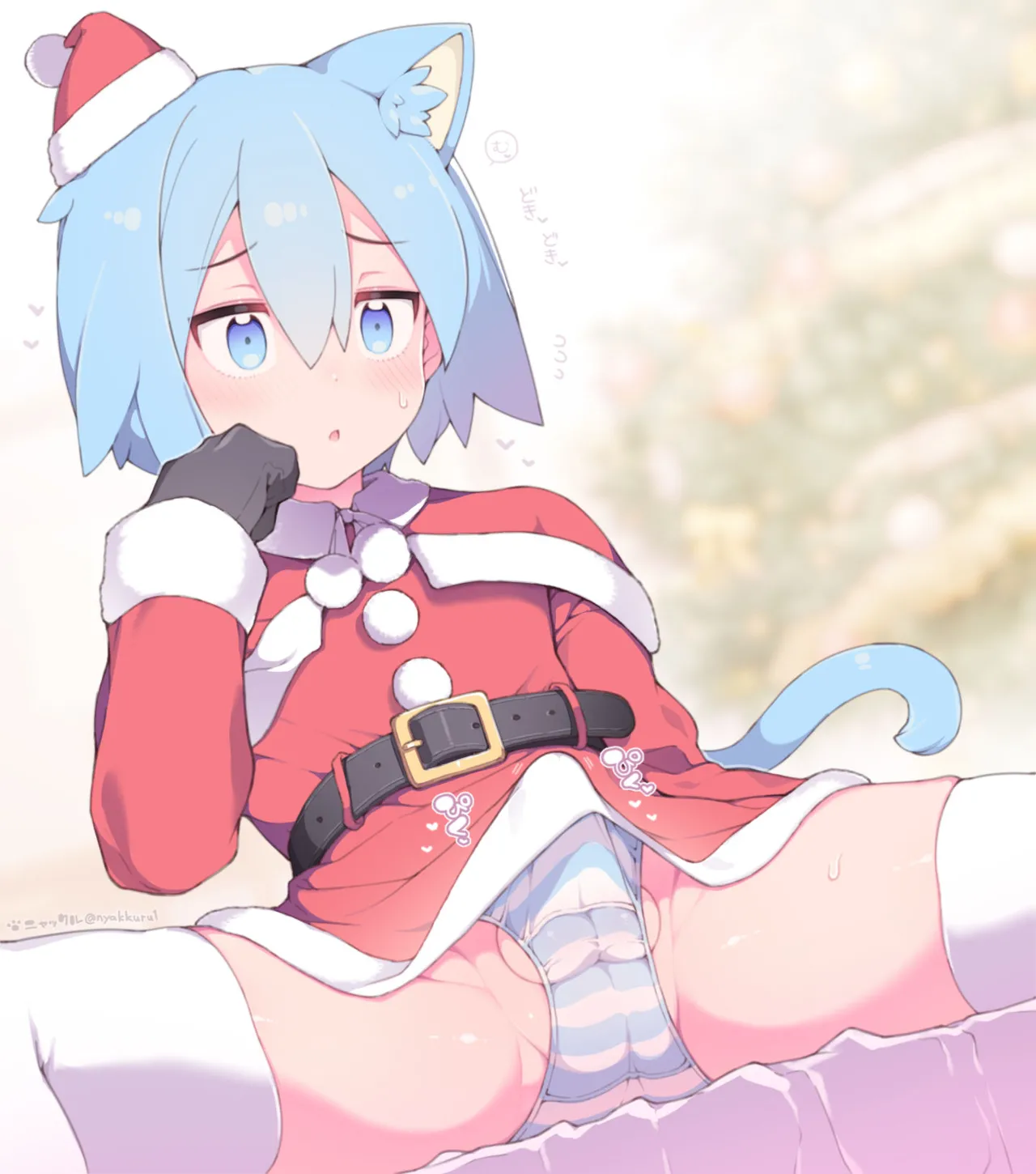 MiniSkir Santa Cos o Shita misskey.io no Murakami-san ni Tenga o Present Shite Onahokoki Shasei Sasechau Illust page 2 full