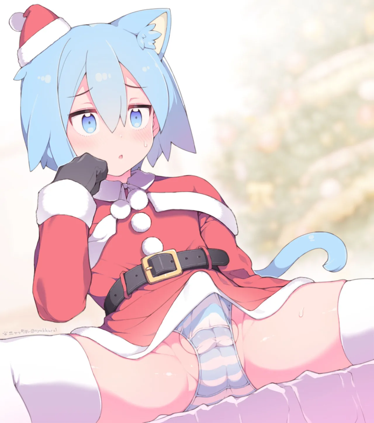 MiniSkir Santa Cos o Shita misskey.io no Murakami-san ni Tenga o Present Shite Onahokoki Shasei Sasechau Illust page 7 full