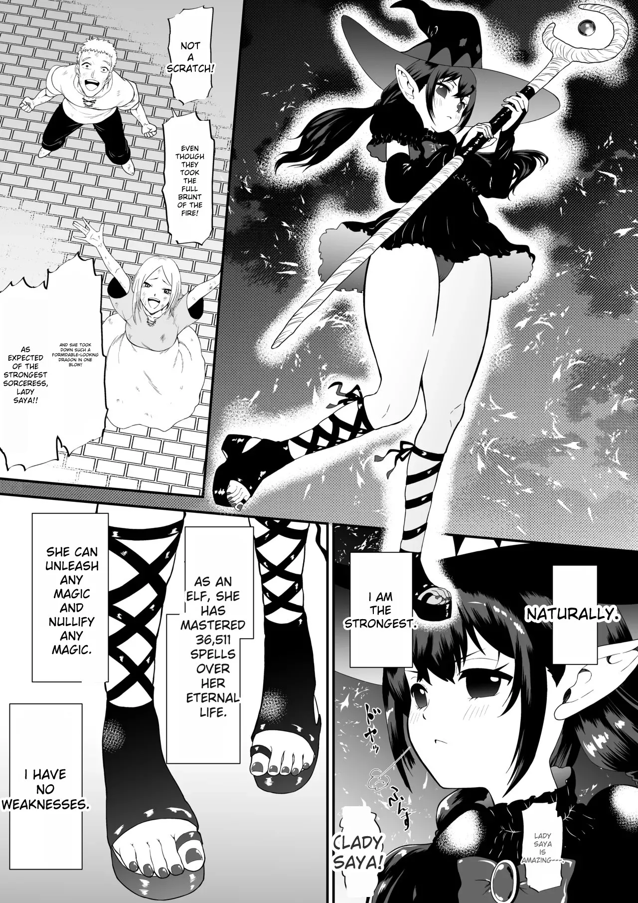 A story about a witch who thought she was invincible, but was tickled and soaked by tentacles and made to cry. page 3 full