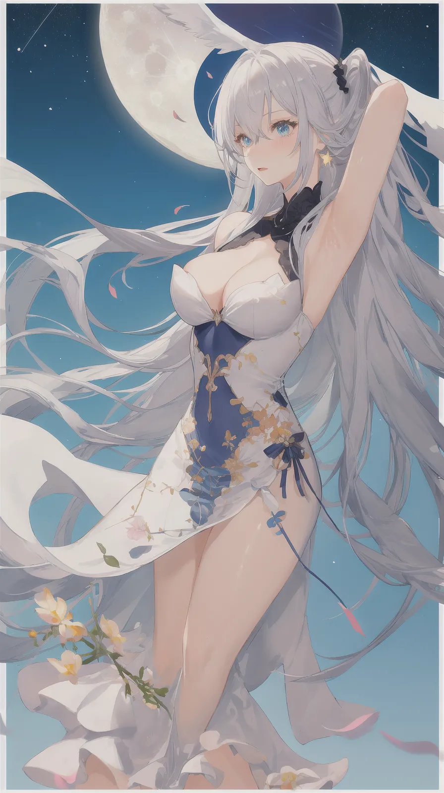 White haired girl with huge breasts by AI page 6 full