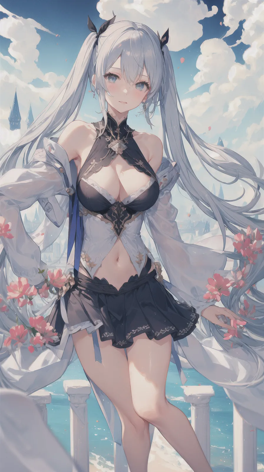 White haired girl with huge breasts by AI page 9 full
