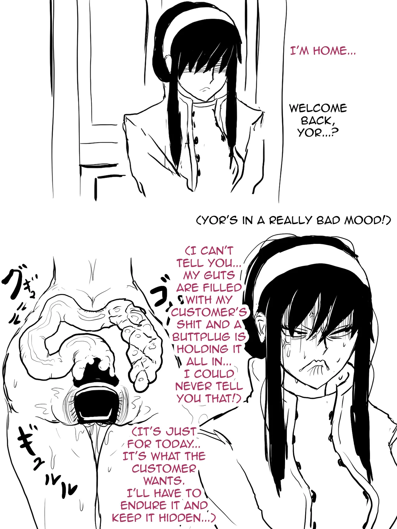 Yoru-san no ben'i haisetsu chōkyō hentai sukatoropurei | Yor's defecation and excretion training: Perverted scat play page 8 full