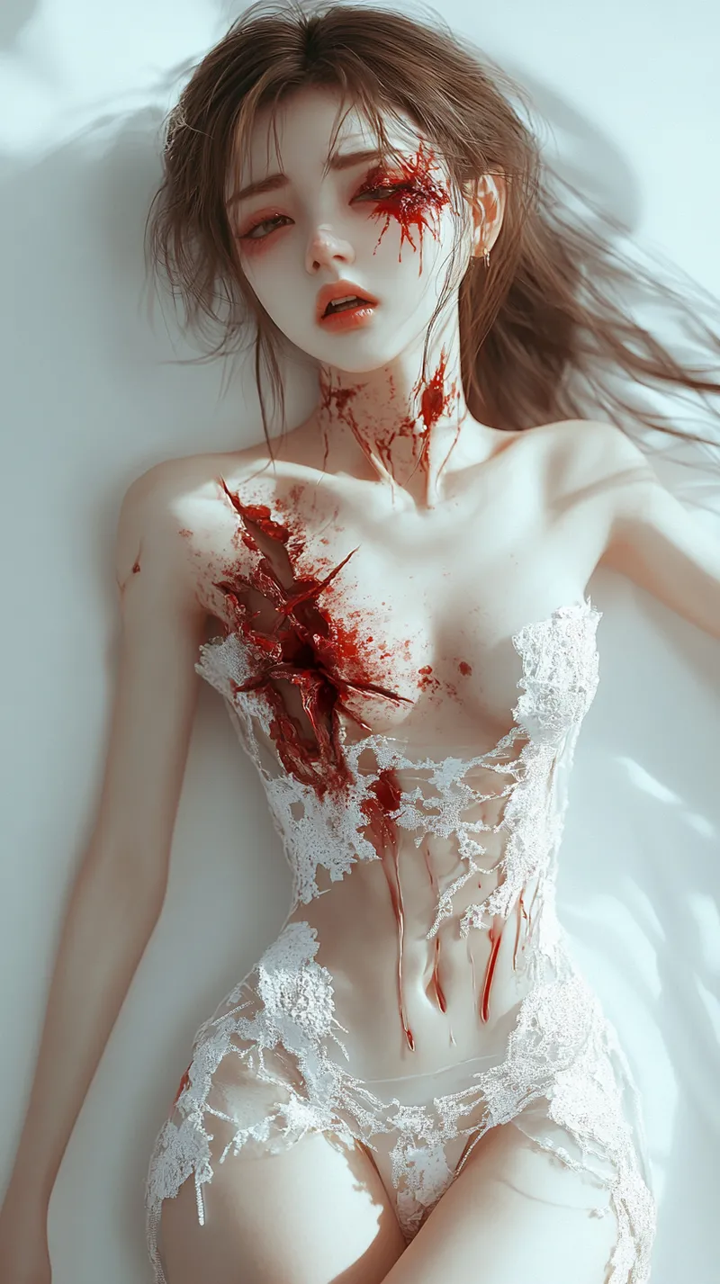 Girl in blood and white dress. Guro page 10 full