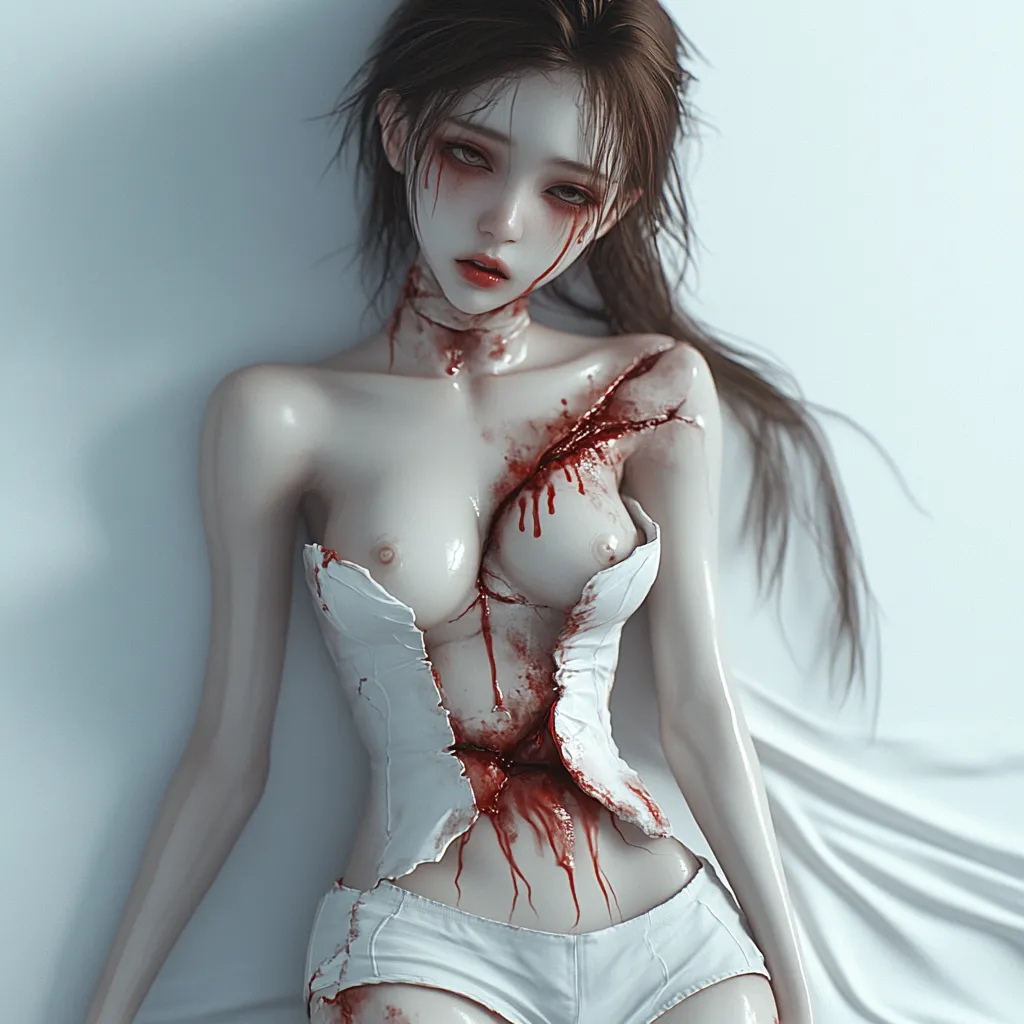 Girl in blood and white dress. Guro page 4 full