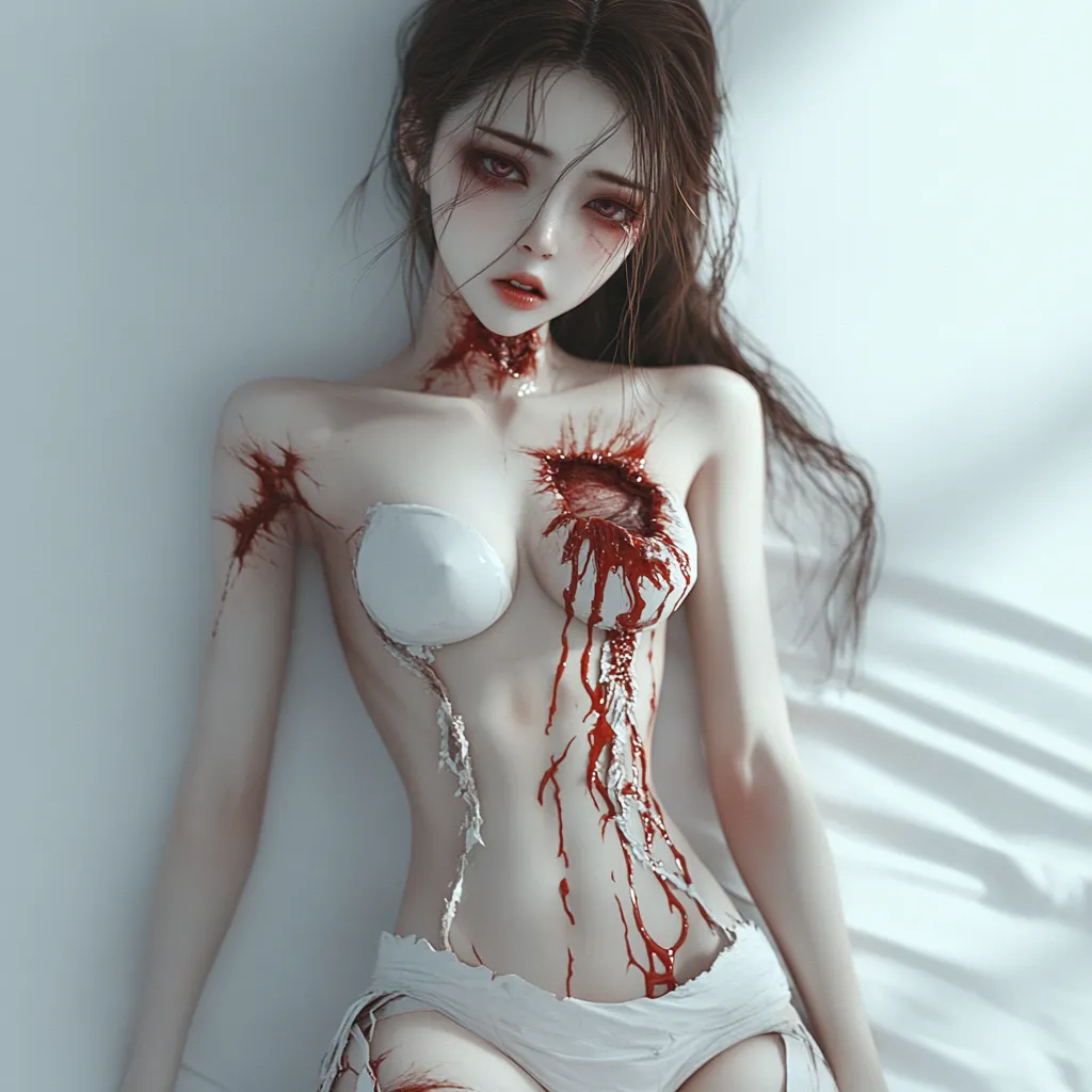 Girl in blood and white dress. Guro page 8 full