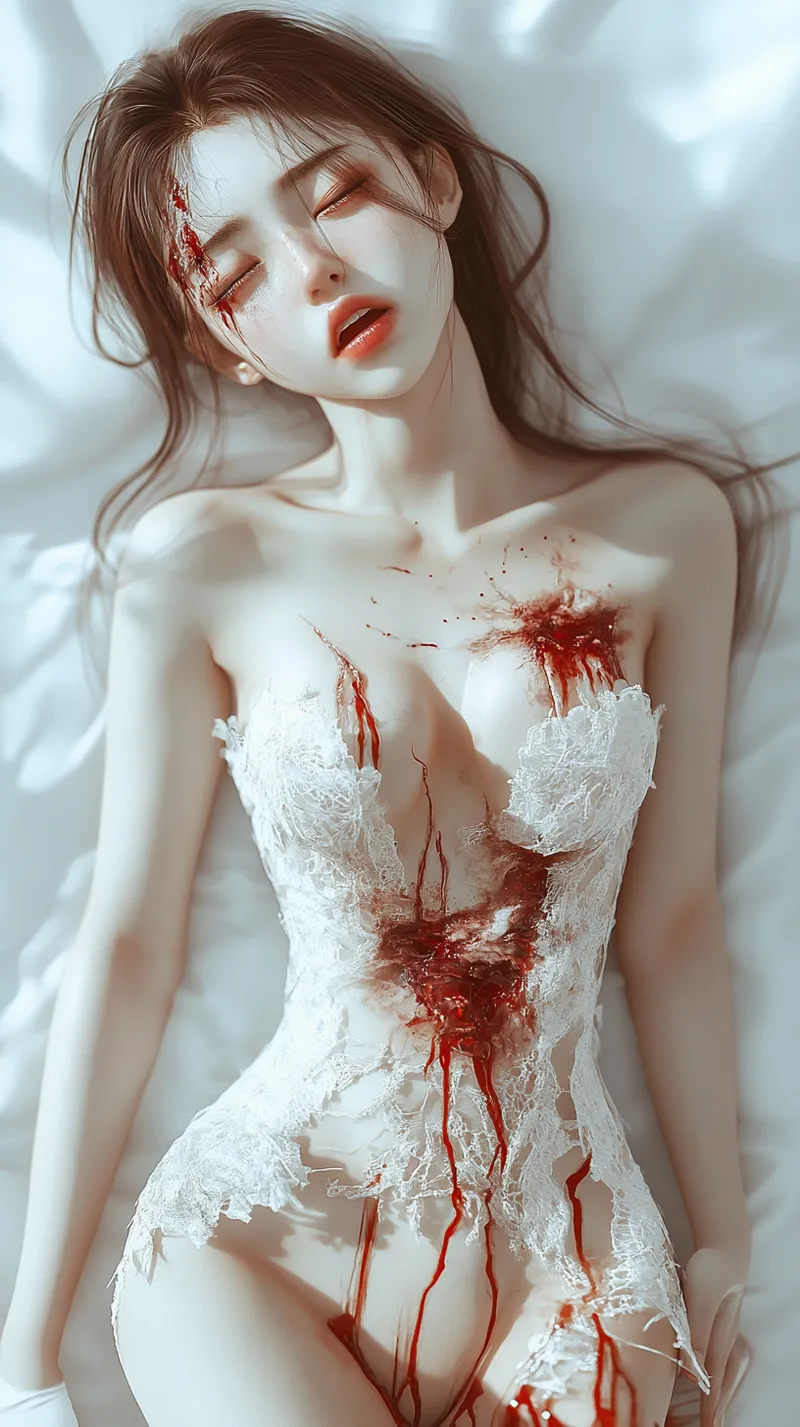 Girl in blood and white dress. Guro page 9 full
