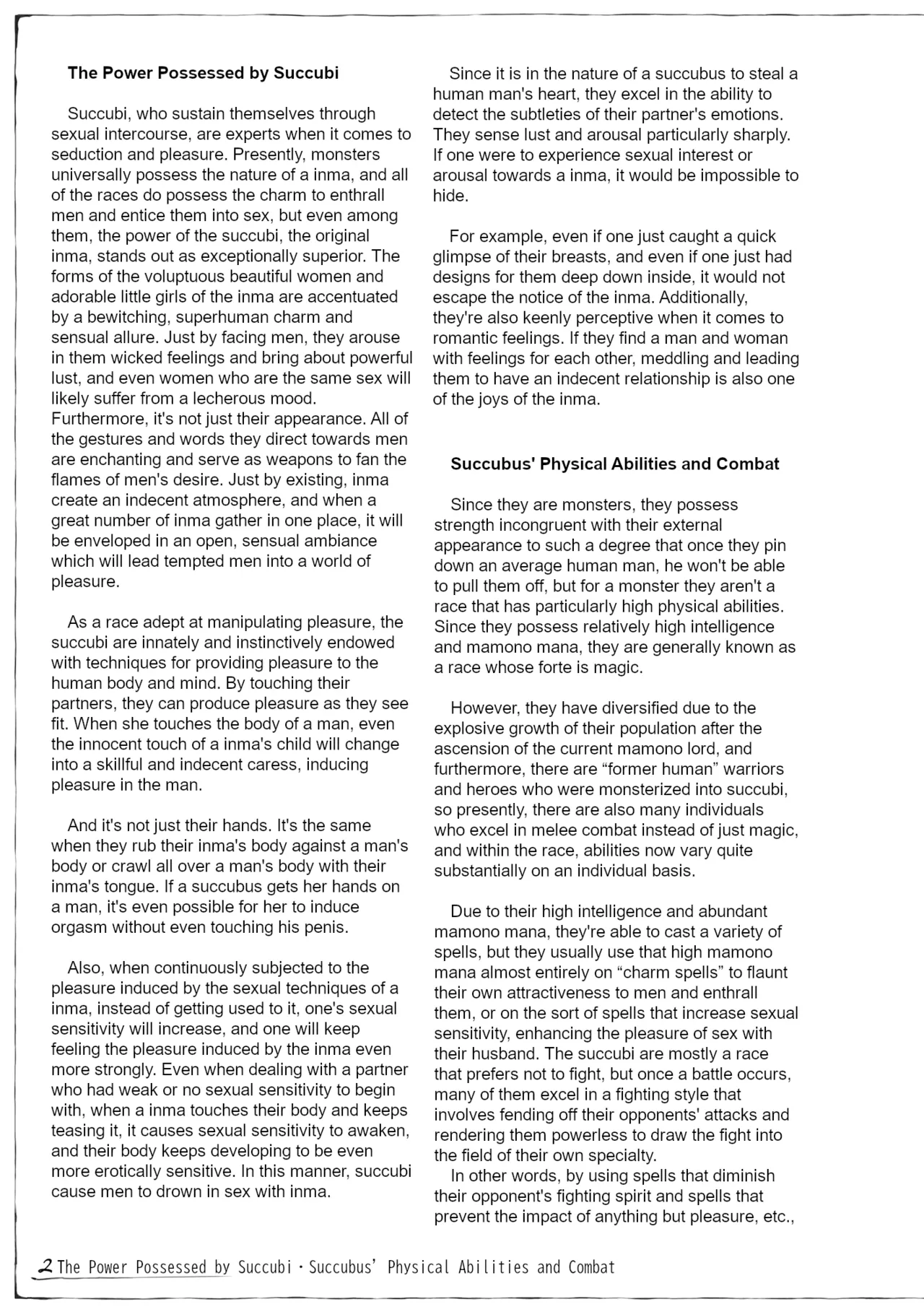 Monster Girl Encyclopedia: Research Records - Succubus Notebook page 3 full