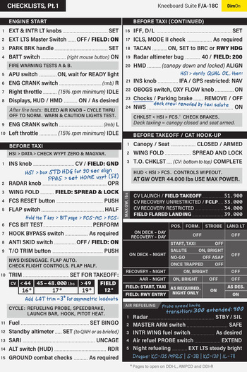 F/A-18C kneeboard checklist for DCS World cover