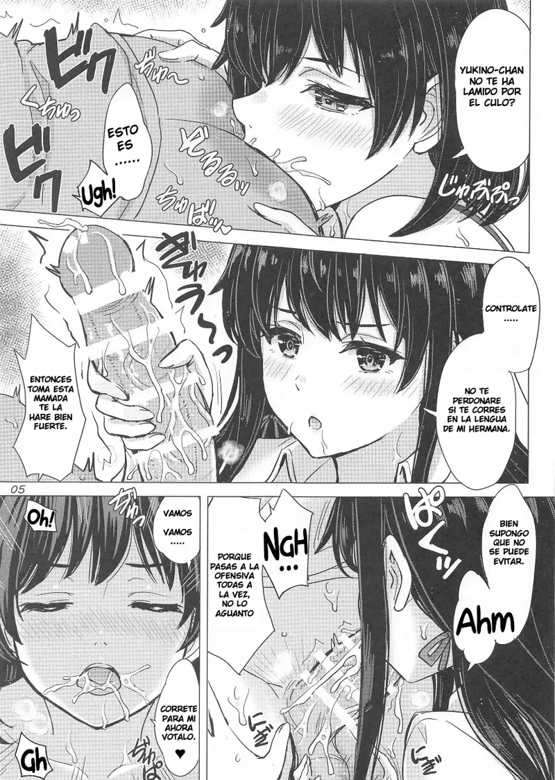 Miwakuteki ni Yukinoshita Shimai ga Rouraku Shite Kuru. - The Yukinoshita sisters continue to have sex with hachiman. page 4 full