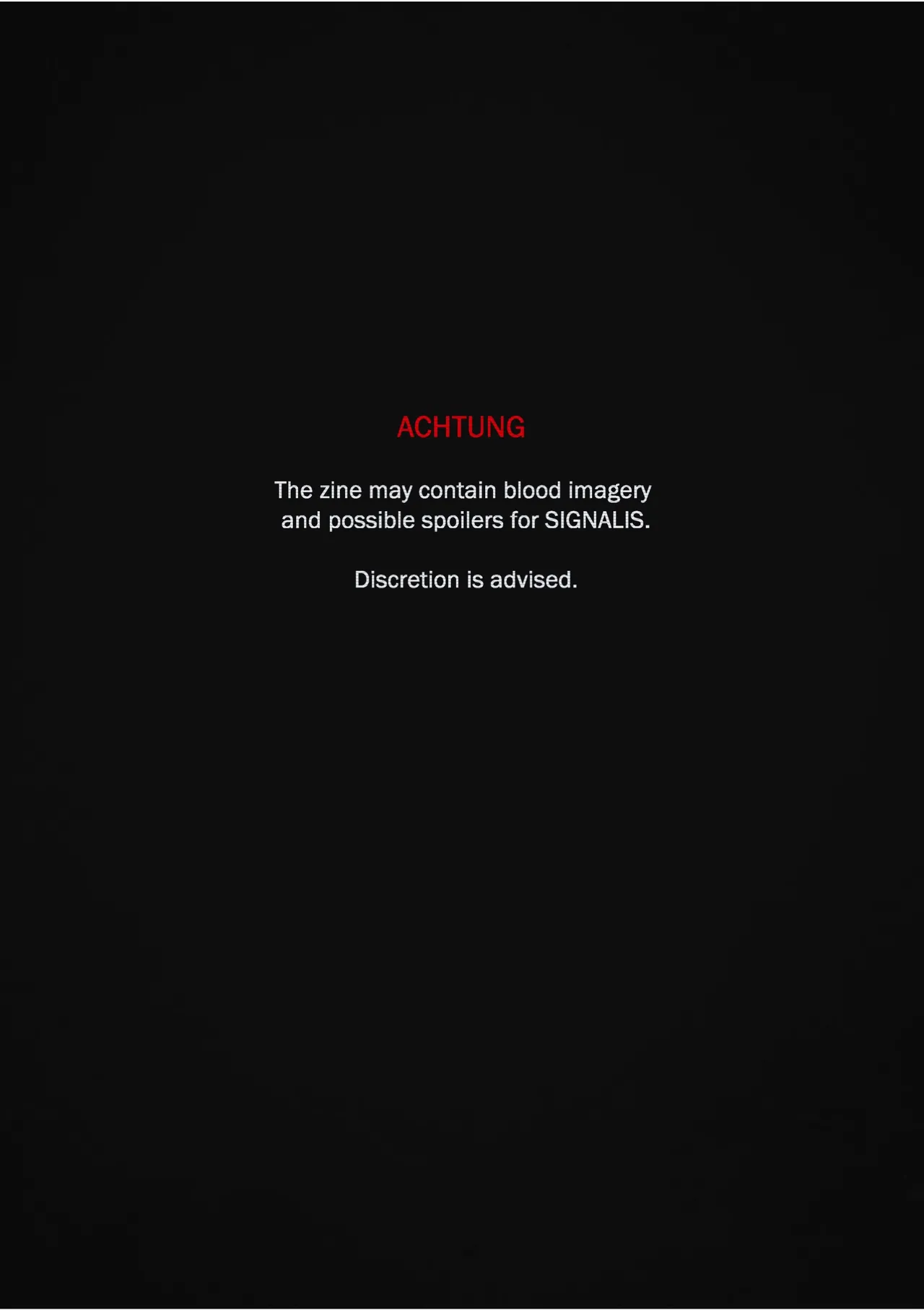 ONE LAST BIORESONANCE - A SIGNALIS Fanzine page 2 full