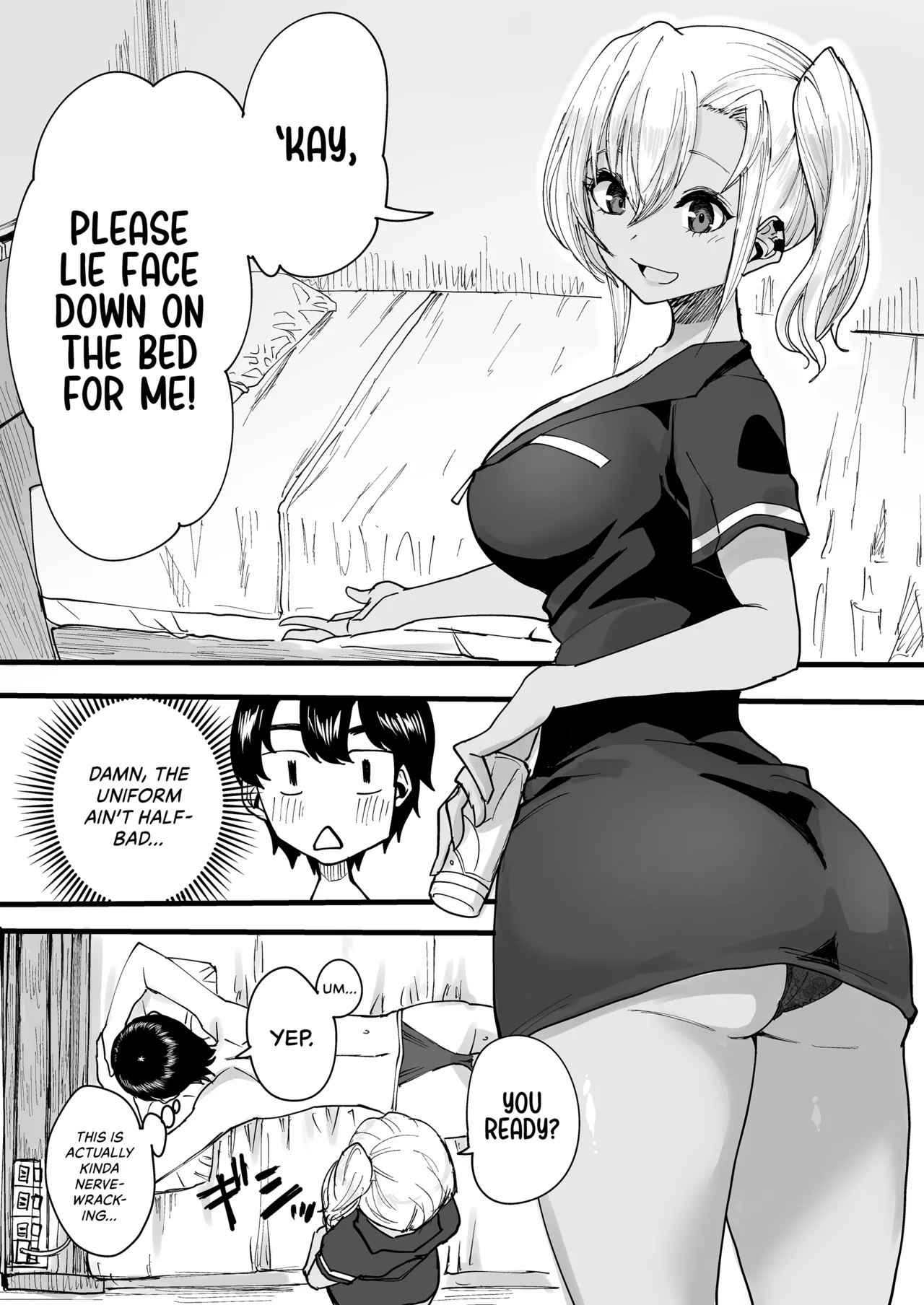 Kurogal Men-esthe Jou ga Yarasetekureru Hanashi | Happy Endings with a Tanned Gyaru Massage Therapist page 8 full