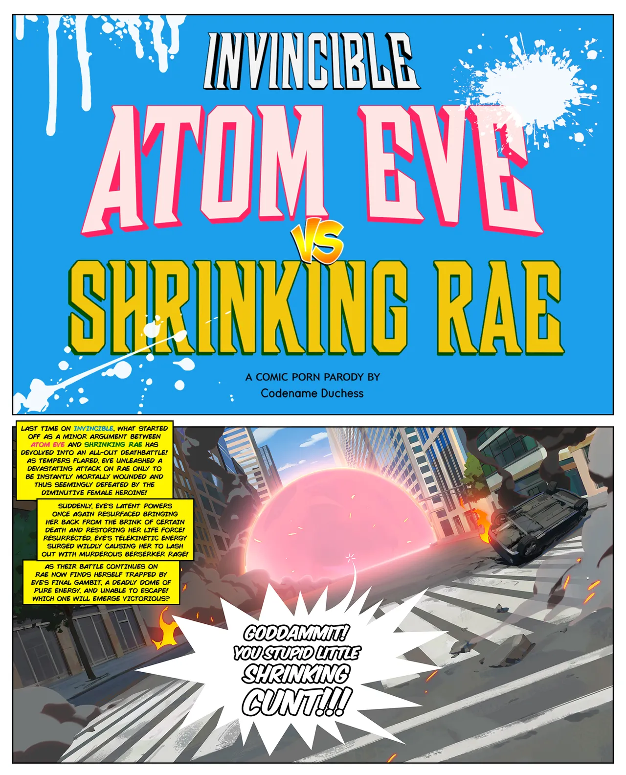 Invincible: Atom Eve vs. Shrinking Rae page 1 full