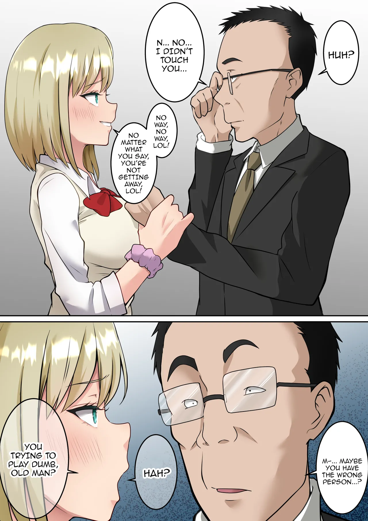 Isekai Kaeri no Chuunen Oyaji ga Gal JK-tachi ni Chikan Enzai o Fukkakerareta node Saimin Mahou de Shikaeshi suru Hanashi Zenpen /  Story About An Old Man That Just Returned From Another World Who Is Falsely Accused of Sexual Assault By A Couple Of Schoolgirls So He Takes Revenge On Them Using Hypnosis Magic page 3 full