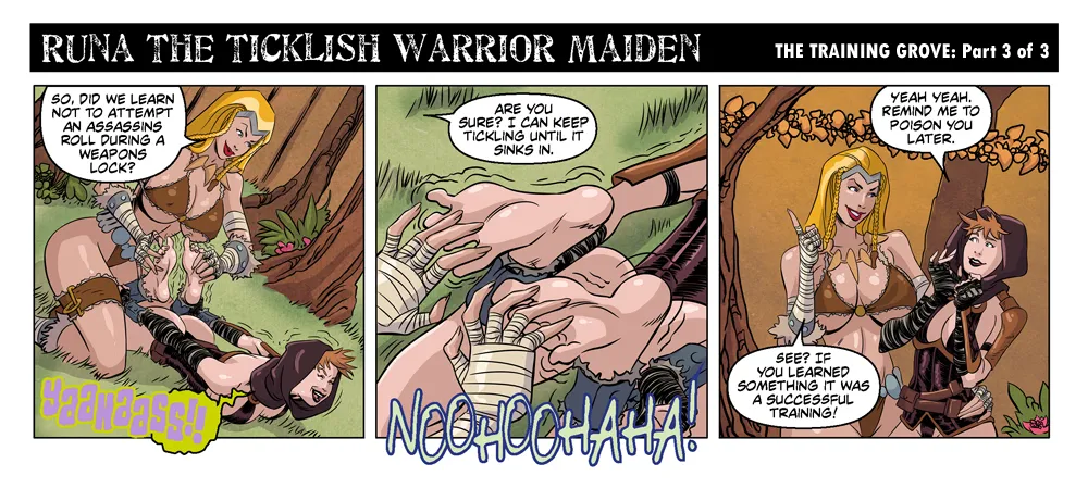 Bandito - The Ticklish Warrior Maiden - 3 Panel Comic page 6 full