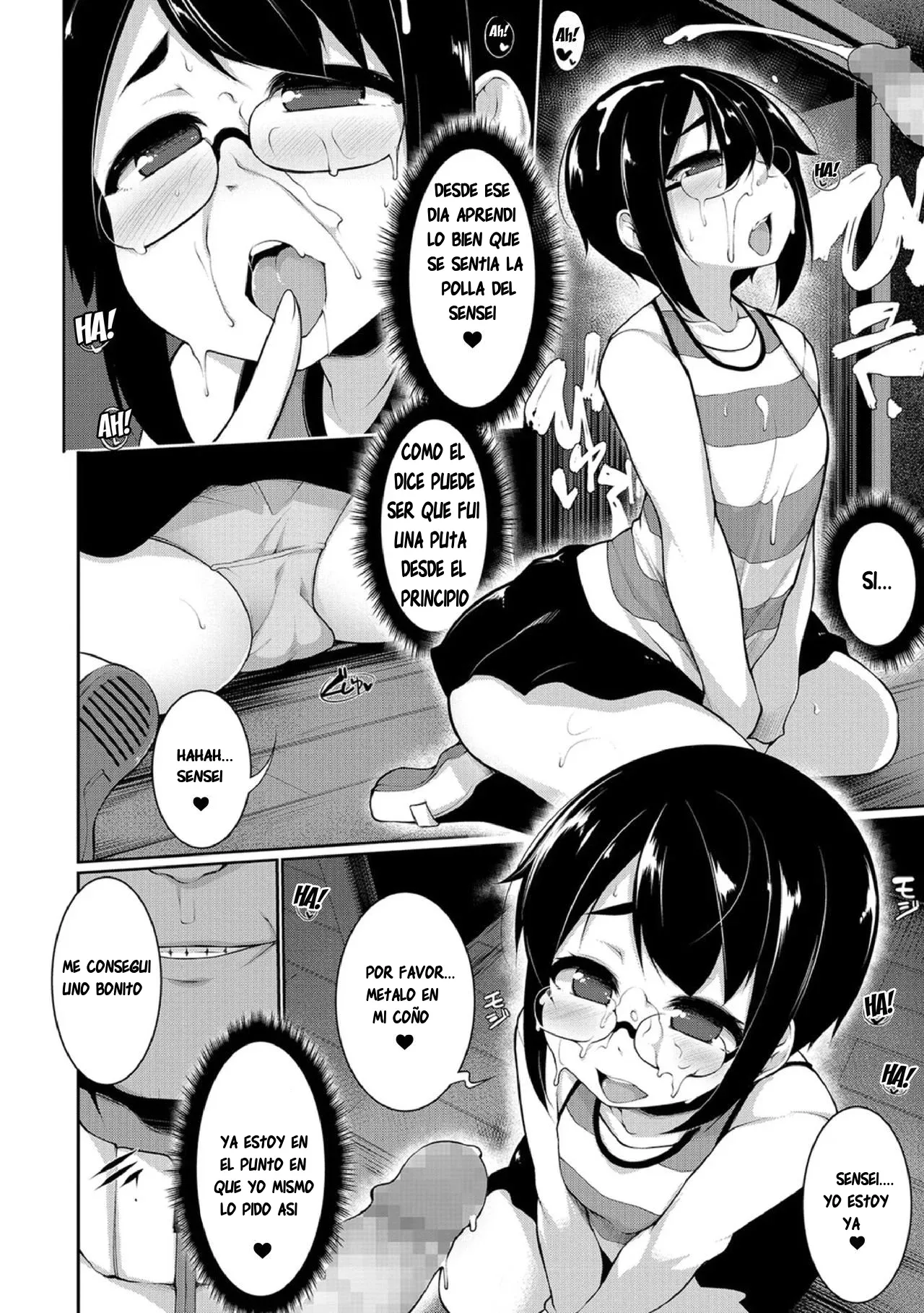 Megane Loli Choukyou Jugyou!! ~Otonashii Megane Lolikko ni Muriyari Dekachin Sounyuu~ | ¡¡Lección de Entrenamiento de la Loli con Gafas!! ~Obligando a una Tímida Loli con Gafas a Coger con Mi Vergota~ page 9 full