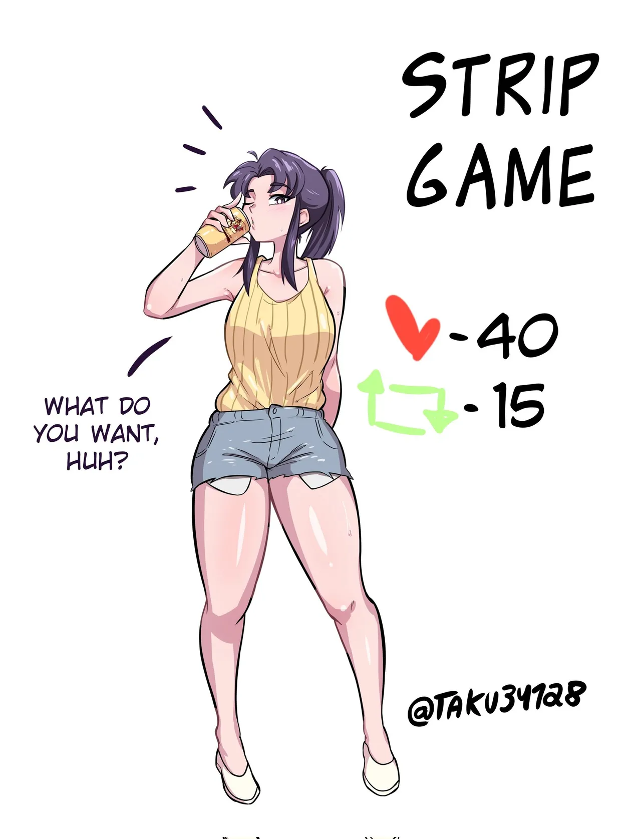 Misato Katsuragi Strip Game page 1 full