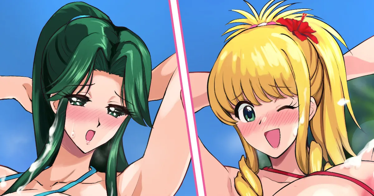 Ritsuko &amp; Miki Beach de Dosukebe Chichi Yure Dance page 1 full