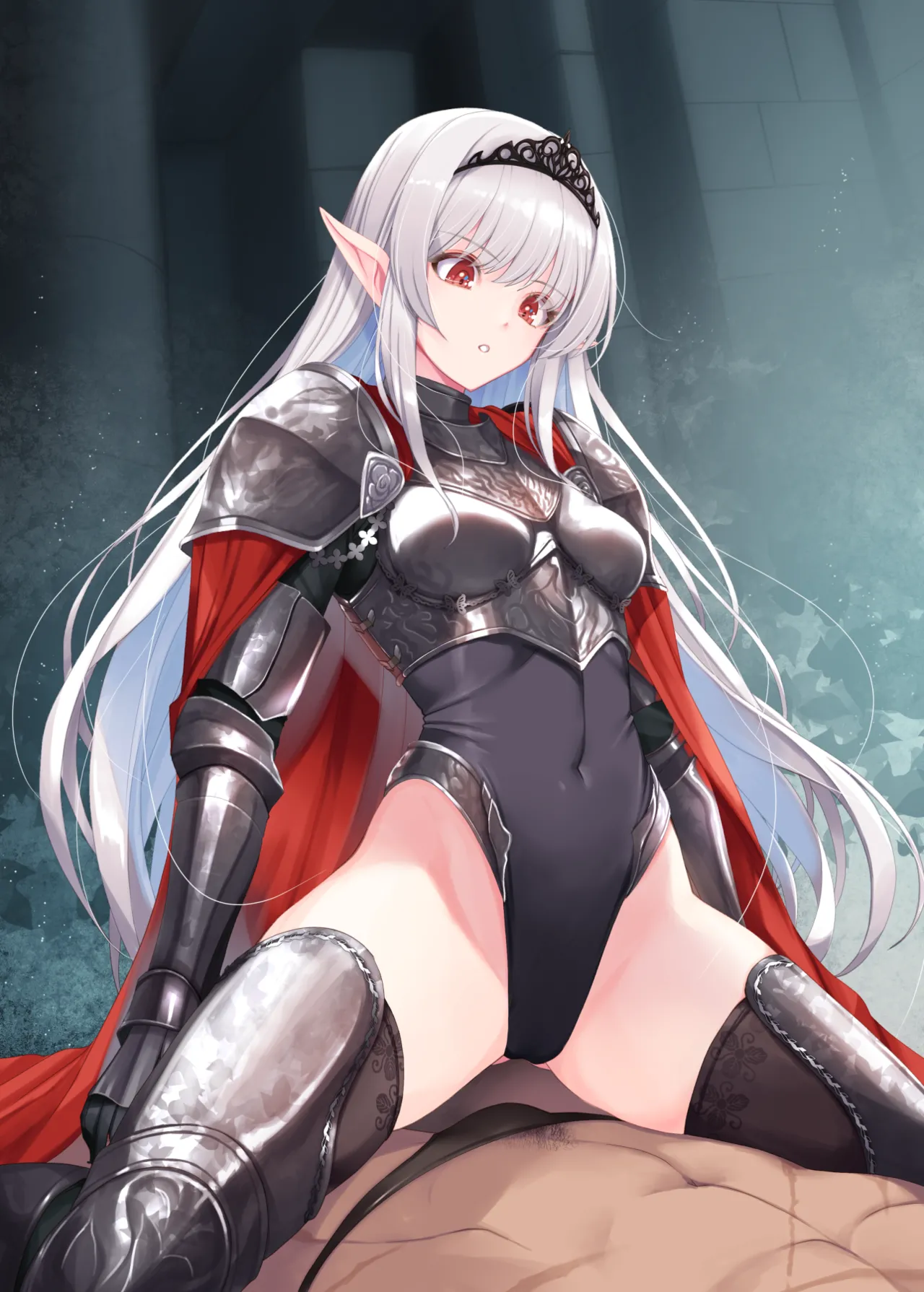 レオタード漆黒鎧白髪女エルフさん page 2 full